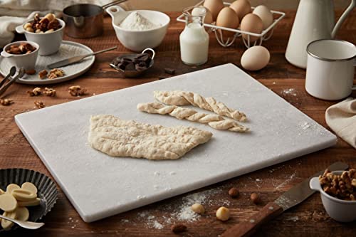 JEmarble Tabla de repostería de 12 x 16 pulgadas (blanco perla) con patas de goma antideslizantes para mayor estabilidad, perfecta para mantener la masa fresca y templar el chocolate (calidad premium)