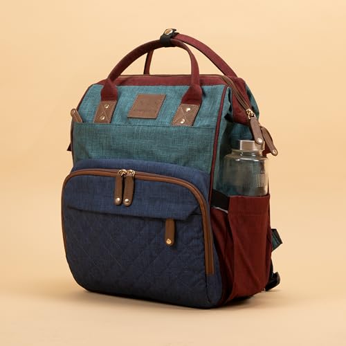 Image of abracadabra Diaper Bag with Changing Station For Mother, Maternity Bag for Newborn Baby, Waterproof and Multipurpose, (38 x 28 x 22 cm) - Multicolor