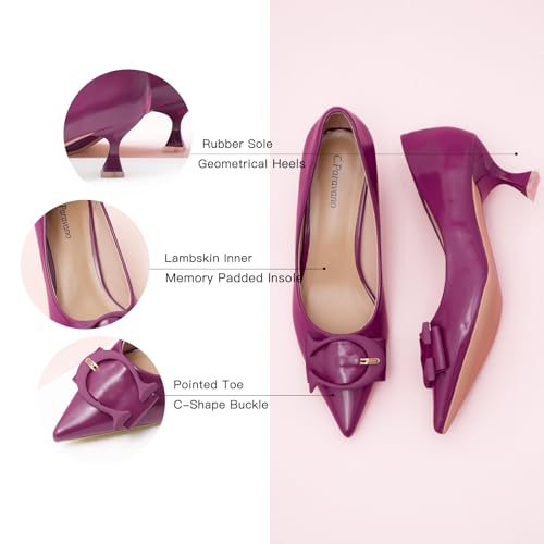 C.Paravano Women's Pumps | Kitten Heels for Women | Pointed Toe Heels for Women | Womens Designer Pumps(Heels Purple,Size 7)4