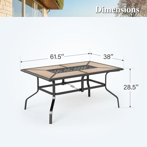 Image of HERA'S HOUSE Outdoor Dining Table for 6, Long Metal Table w /Umbrella Hole