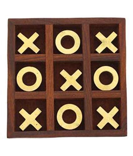 Image of STAR CRAFT 6 Years And Up Wooden Tic Tac Board Game Handmade Noughts And Crosses Tik Tak Toe Pedagogical Board Wooden Zero Kata Game (Brown)