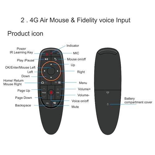Image of ESPBOP Universal 2.4G Wireless TV Remote Control with Voice Remote, Air Mouse, Motion Sensing Game for Android TV Box, Smart TV, PC, Projector, G10S, Black