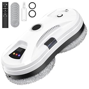 Eznaobo Fensterputzroboter mit Sprühfunktion, 5600Pa Fensterreiniger Roboter Automatischer, Elektrischer Fensterputzer Fernbedienung für Innen- und Außenfenster, 10x Lappen (White)