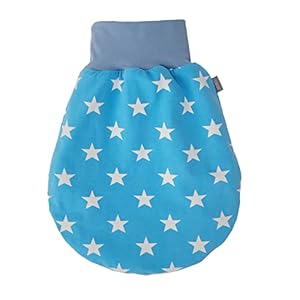 Lilakind Gevoerde slaapzak trappelzak inbakerzak herfst/winter fleece sterren jeansblauw wit, jeansblauw, 48 cm lang
