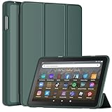 All-New 8inTablet Case,DJ&RPPQ Smart Trifold Stand Case with Hard PC Back and Auto Wake/Sleep Incompatible with Alcatel TCL,Dark Green
