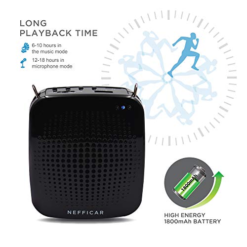 Image of Nefficar Portable LoudSpeaker Voice Amplifier with Microphone for Teachers, Instructors, Emcees, Tour Guides and Trainers - Upgraded Waist Clip (Wired)