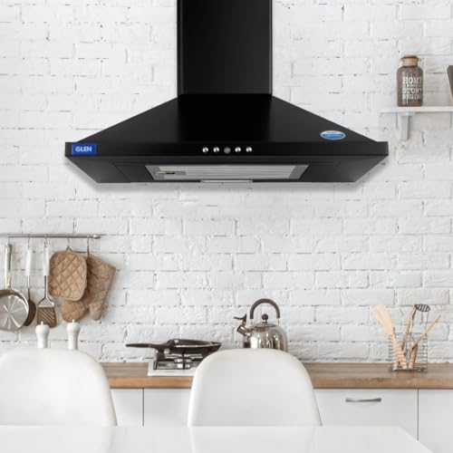 Glen 60 cm 1000 m³/hr Baffle Filter Kitchen Chimney |Pyramid Shaped |(Hood Aqua, Push Buttons Control,Black) view 2