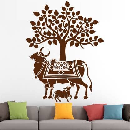 Kayra Decor Wall Stencil | Kamdhenu Cow Design Stencils for Wall Painting Home- Pack of 1, 24 inch x 40 inch - (KDS36107)