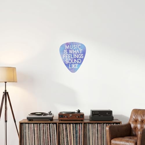 GLXVZEA Metal Guitar Pick Wall Decor - Music Is What Feelings Sound Like Quote Art - Rustic Steel Music Theme Sign Hanging Ornament for Music Room, Studio, or Man Cave — view 3