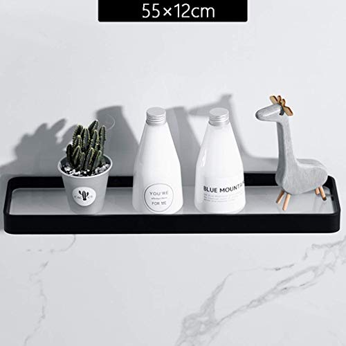 Étagère de salle de bain en verre trempé 6mm et aluminium de 55cm