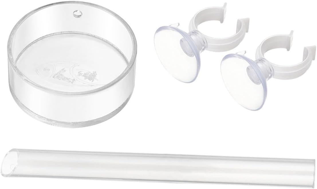 Luxshiny Acrylic Shrimp Feeder Tube and 80mm Feeding Basin Set for Aquarium Tank, Shrimp Feeding Tray with 2cm X 22cm Tube, Suitable for Fish and Aquatic Pets