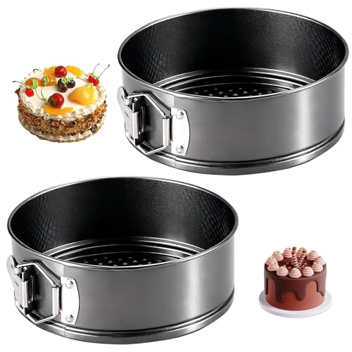 Duzapku 7 Inch Springform Cake Tins 2Pcs Round Cake Tin Set(18cm Black)