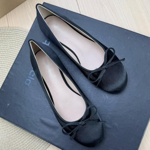 Image of TN TANGNEST Women's Velvet Flats Round Toe Ballet Shoes | Elegant Bowknot Flats Comfortable Casual Slip On Flats for Work