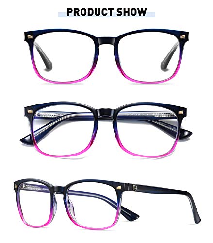 Image of DUCO Blue Light Blocking Glasses 2 Pack Computer Gaming Glasses Women Men Blue Light Blocker Eyeglasses Square Frame Anti Eye Eyestrain 5201S
