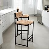 Finca ancha Sillas para Barra De Cocina,Modern Counter Height Barstools Set of 2,220lbs Max Weighing Capacity for Kitchen Island Bar Living Room Rectangular Unfinished (Honey)