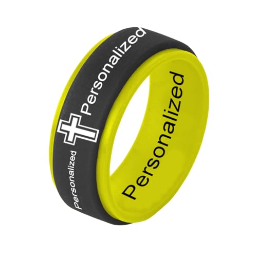 Bible Verse Customize Silicone Ring 8MM 33333333 Christian Cross Faith Statement Band for Men & Women Inspirational Religious Jewelry Faith-Inspired Accessory