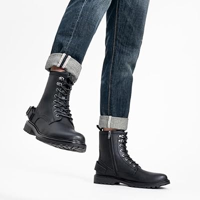 Jousen Mens Boots High Top Motorcycle Boots Fashion Zipper Mens Casual Boots Chukka Dress Combat Boots