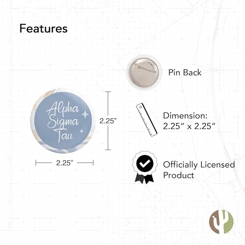 Desert Cactus Alpha Sigma Tau Button Pins 3 Pieces of Variety Back Badge 2.25-inch AST Sorority - Marble Pack - Thumbnail 2