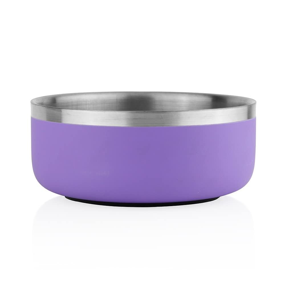 PAWPOURRI Camping Double Wall Anti-Skid Stainless Steel Water and Food Feeding Bowl for Adult Dogs, Puppies, Cats |Stainless Steel | Anti-Skid | Easy to Clean Pet Feeder (Purple, 1100 ml) (B0CXDV2TFG) Amazon Price History, Amazon Price Tracker