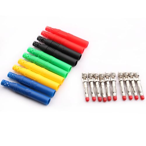 RUNCCI-YUN 10Pcs Insulated 4mm Banana plug Solder Banana Plugs DIY Banana plug Connectors for Multimeter Test Leads Ends Probes Adapters (black blue red green yellow) - Image 2