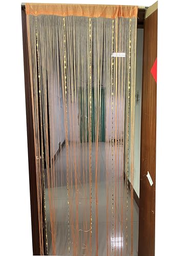 ZiDeTang Button Beaded Door Curtains Fringe Tassel Living Room Divider Curtain (39.30" x 76.7", Orange)