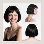 Onedor 10" Short Straight Hair Flapper Cosplay Costume Bob Wig (Black) - Image 4