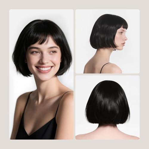 Onedor 10" Short Straight Hair Flapper Cosplay Costume Bob Wig (Black)4