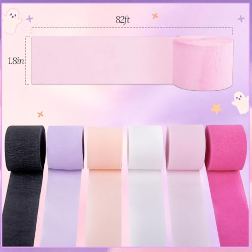 Image of Pastel Halloween Crepe Paper Party Streamers for Pink Halloween Decor