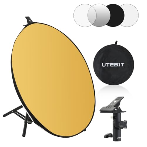 UTEBIT 24"/60cm Light Reflector with Stand, 5-in-1 Portable Round Light