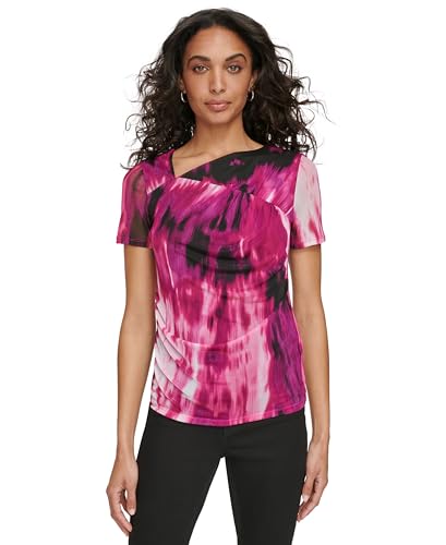 Haut froncé imprimé asymétrique vêtement mode tendance été femme