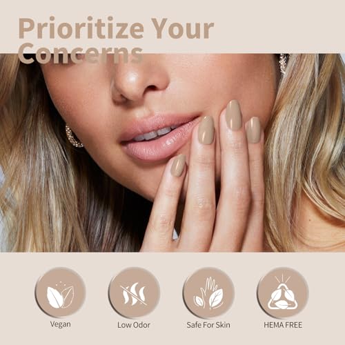 Image of CANNI Nude Gel Nail Polish, 1Pcs Light Brown Gel Polish Nude Color Nail Polish High Gloss Soak Off U V Nail Manicure Salon DIY at Home