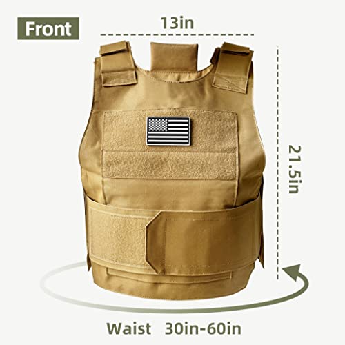 Adjcf Lightweight Tactical Vest With 2 Eva Foam Inserts - 800D Waterproof Fabric, Adjustable Straps For Paintball, Cosplay (Khaki) #TOP1
