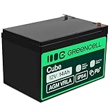 Green Cell AGM AGM08 Batería de Plomo VRLA de 12 V y 14 Ah, batería de Gel, a Prueba de ciclos, Juguete eléctrico, Alarma, Corriente de Emergencia, para niños, Color Negro