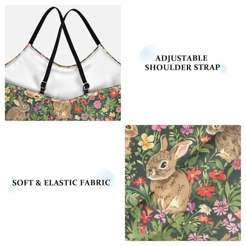 senya Girls Swimsuits One-Piece Swimwear Tie Bathing Suit Beach Summer Round Neck 7-8T Flower Rabbit Pattern3