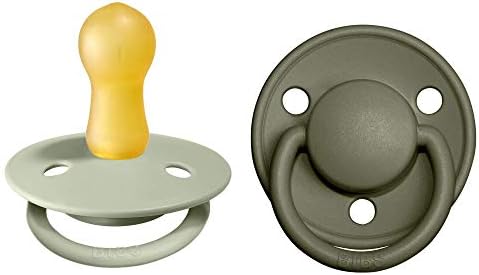 BIBS De Lux Soother 2-Pack, BPA Free Dummy Pacifier, Round Nipple. Natural Rubber Latex, Size 2 (6-18 Months), Blush Night / Vanilla Night