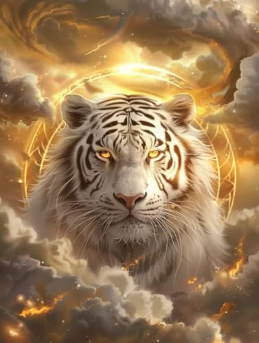 Diamond painting tigre 70x90 cm grand kit de broderie complet avec strass ronds pour adulte