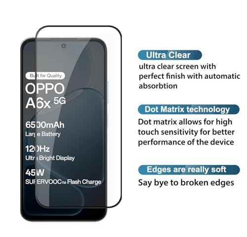 Image of HD Tempered Glass Screen Protector Compatible for Oppo A6X 5G with Edge to Edge coverage and Easy Installation kit