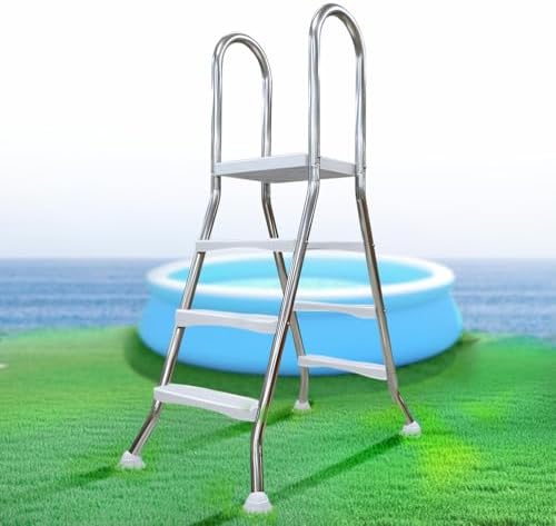 Sturdy 135cm Swimming Pool Ladder - Heavy Duty Steel Steps for Above Ground Pools, Double-Sided, 4-Step Design, Supports 500 lb Capacity, Durable & Safe Access