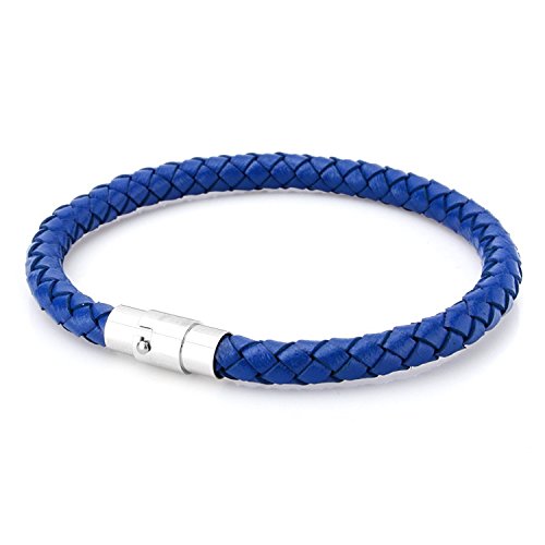 JEWELRIESHOP Braided Leather Bracelets for Mens Women Woven Wrap Bracelet Magnetic Lock Clasp Genuine Leather Bracelet Wristband Vintage Cuff Bracelet Leather Jewelry Friendship Couple Bracelet