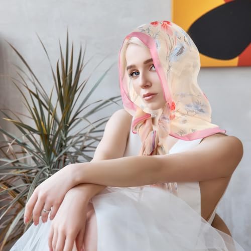 3 Pack Scarves for Women Lightweight, Breathable Floral Print Pattern Scarf Large Neck Scarves for Women Formal Evening Dresses Shawl Summer Wraps 7