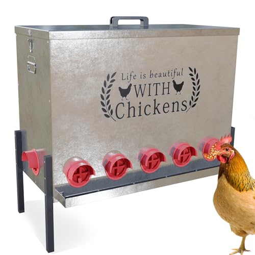 JPSTMVR 190 LB Automatic Chicken Feeder 12 Port Large Metal