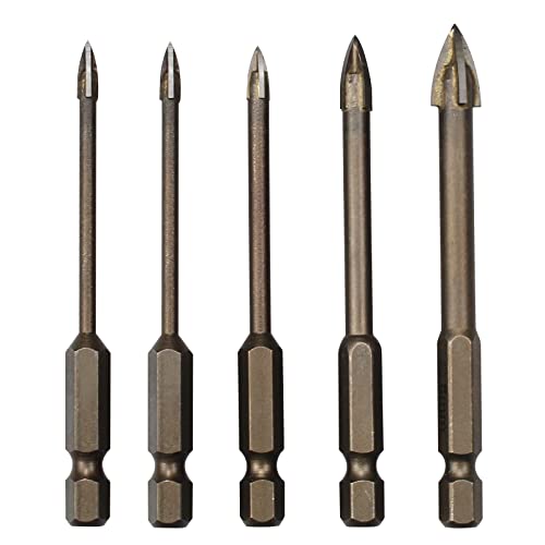 oupados 5 Pezzi Punte Trapano Carburo di Tungsteno, Punta Vetro Trapano, Punte da Trapano a Triangolo per Vetro Legno Mattoni Cemento Piastrelle Plastica(3/4/5/6/8mm)