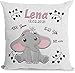 Kissen als Geschenk zur Taufe oder Geburt mit Namen & Datum Babykissen Elefant personalisiertes