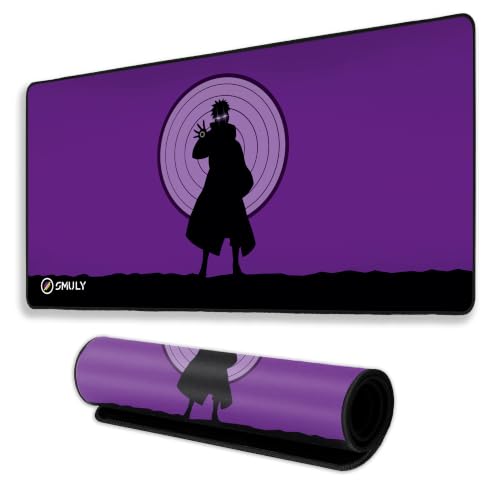 Image of Purple Shadow Warrior Mouse Pad 18x36Inch 3mm Extended Gaming Desk Mat with Anti-Slip Rubber Base Mousepad for Smooth Surface Desk pad for PC & Laptop Use Waterproof & Stiched (Black /Purple)