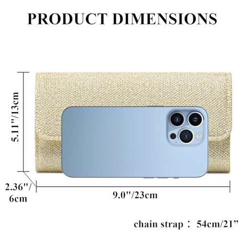 Image of RNIEGA Clutch Purses for Women, Evening Bag with Detachable Chain Ladies Sparkling Party Handbag Wedding Bags