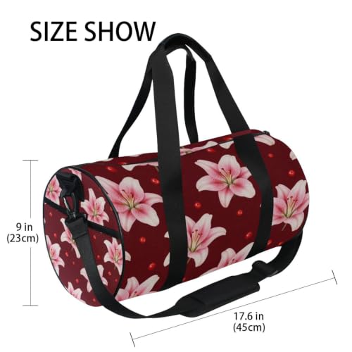 Bolsa de gimnasio redonda de diseño independiente con motivos de lirio y leopardo 4