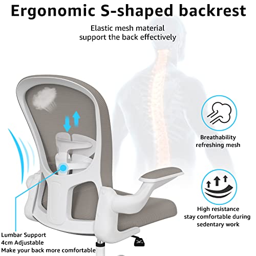 Ergonomic Office Chair, Comfort Swivel Home Office Task Chair, Breathable Mesh Desk Chair, Lumbar Support Computer Chair With Flip-Up Arms And Adjustable Height #TOP2