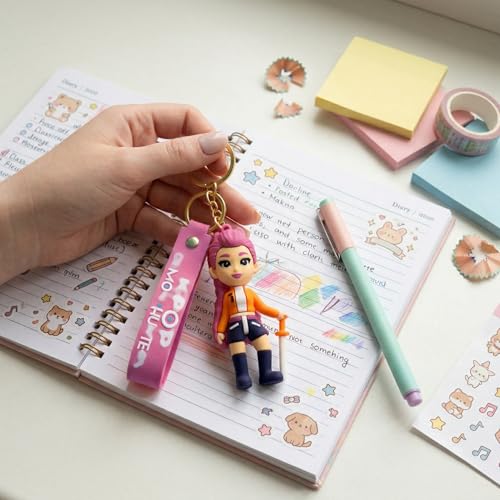 Image of Wanna Party Korean Pop Theme Cartoon Keychains, Rumi Keychain for Girls, Cute Backpack Key Chain Accessories Wristlet chain Return Gift Items for Boys & Girls