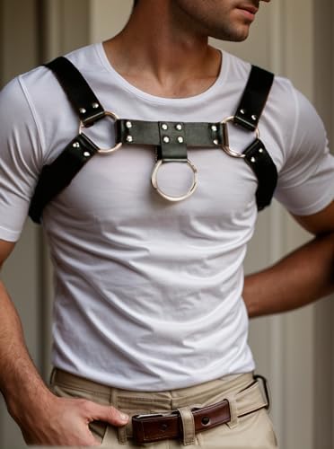 Men's Faux Leather Body Chest Harness Belt Shoulder Straps for Party Club Cosplay2