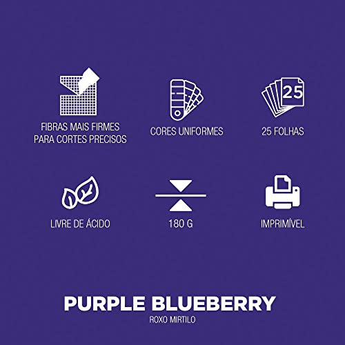 Papel Color Pop Roxo Mirtilo Mimo - A4-180 gr - 25 unds